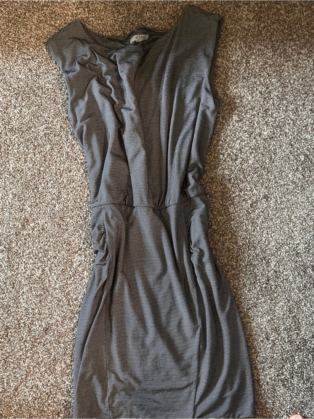 Athleta Black and White Stripe Midi Dress